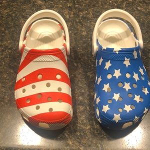 American Flag Crocs Youth - gently worn